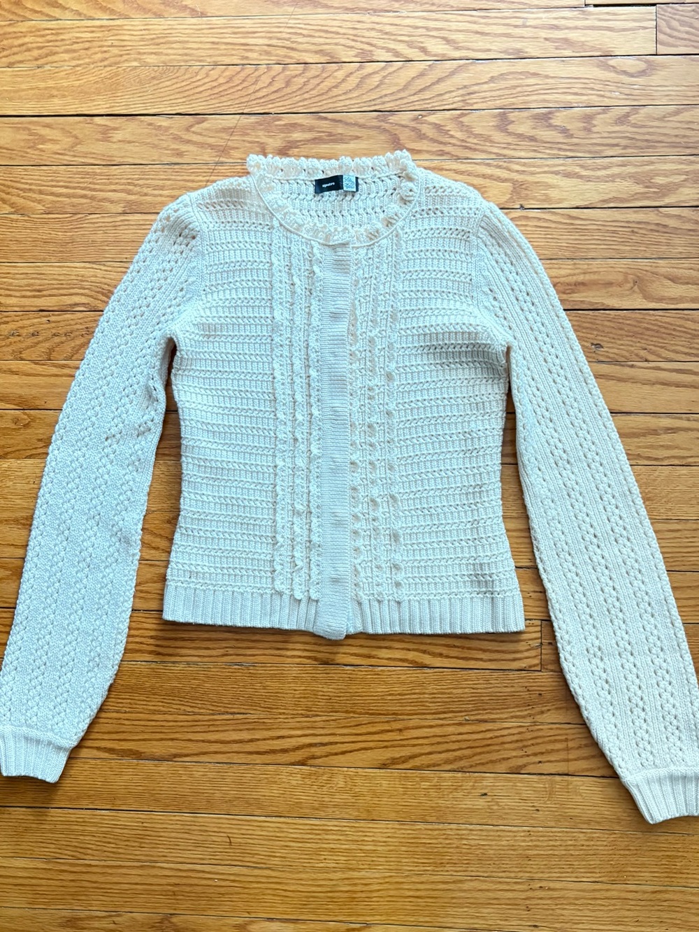 Saks Fifth Avenue Ruffle Merino Mock-neck Cardigan